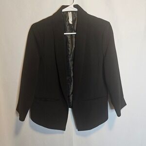 Mural Art Has No‎ Boundaries Black Blazer Open Front Career Jacket S